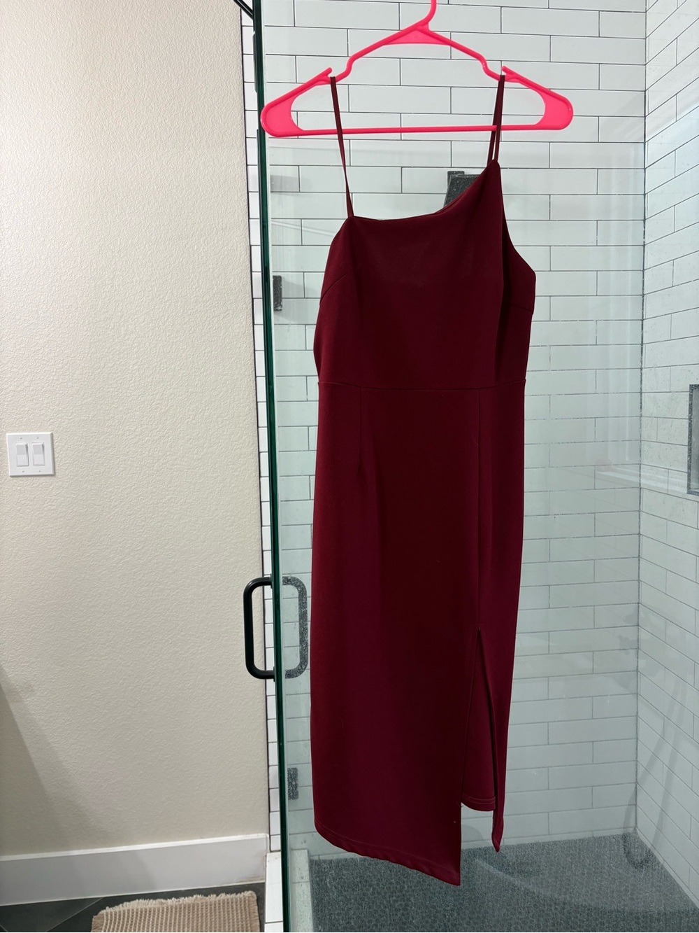 Women’s Burgundy Asymmetrical Slip Dress